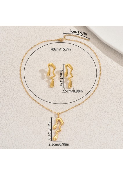 YUANYING-0045 Altın Kavisli Metal Stil Takı Seti (Yurt Dışından) modelleri