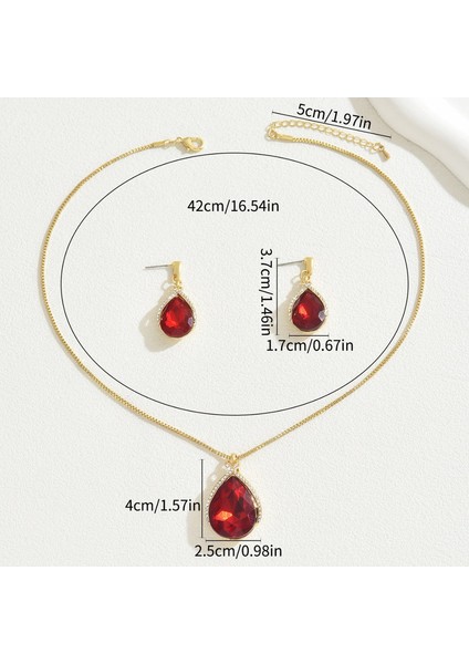 YUANYING-5407-10 Altın Kakmalı Kırmızı Kristal Takı Seti (Yurt Dışından) modelleri