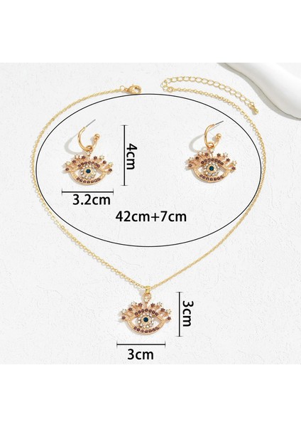 YUANYING-5126 Altın Nazar Kolye Takı Seti (Yurt Dışından) modelleri