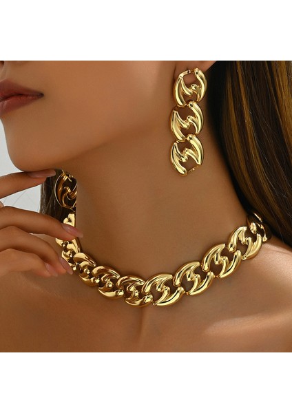 YUANYING-0032 Altın Hip Hop Sade Kalın Zincir Takı Seti (Yurt Dışından) fiyatları