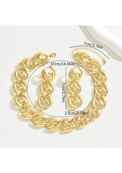 YUANYING-0032 Altın Hip Hop Sade Kalın Zincir Takı Seti (Yurt Dışından) modelleri