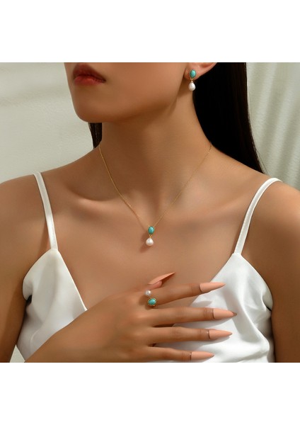 YUANYING-4823 Altın Yaldızlı Yapay Taşlı Takı Seti (Yurt Dışından) fiyatları