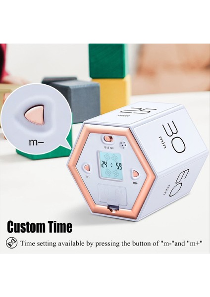 Sessiz ve Alarm Fonksiyonu ile Altıgen Flip Zamanlayıcı - Mutfak Zamanlayıcı Kullanımı Kolay - Zaman Yönetimi Pomodoro Çocuklar Için Beyaz (Yurt Dışından) modelleri