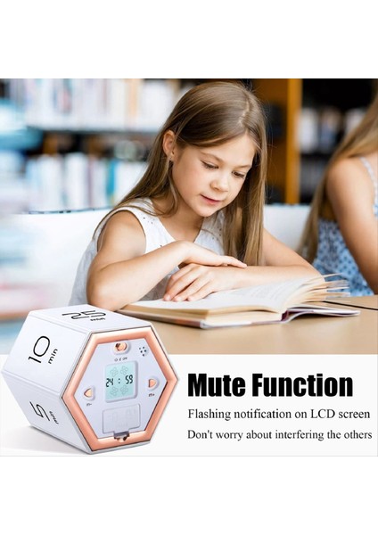 Sessiz ve Alarm Fonksiyonu ile Altıgen Flip Zamanlayıcı - Mutfak Zamanlayıcı Kullanımı Kolay - Zaman Yönetimi Pomodoro Çocuklar Için Beyaz (Yurt Dışından) fırsatları