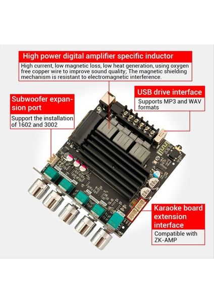 ZK-ST21 Dijital Güç Amplifikatör Kartı 2.1 Kanal 2X100W+200W Subwoofer TPA3221 Bluetooth Amplifikatör Modülü Kurşunlu (Yurt Dışından) indirimleri