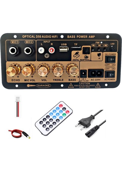 Optik Ses Girişli Bluetooth Dijital Amplifikatör Kartı Karaoke Amplifikatör Ev/araba Subwoofer Amplifikatör Kartı (Ab Fişi) (Yurt Dışından)