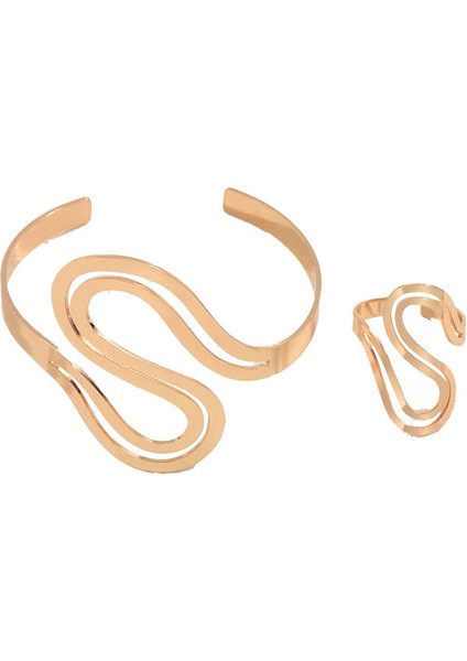 YUANYING-0044 Altın Çift Katmanlı Parlak Açılabilir Ayarlanabilir Takı Seti (Yurt Dışından)