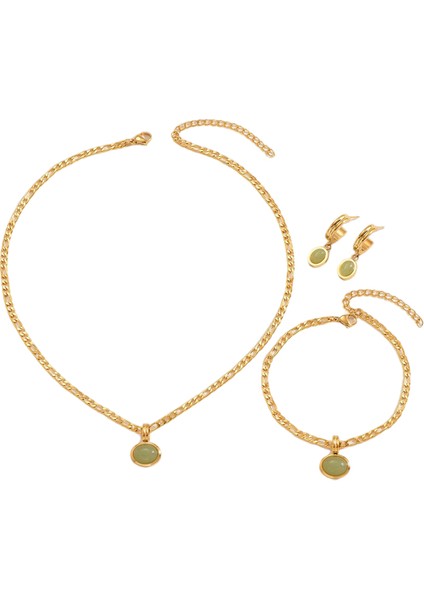 YUANYING-4777 Altın Zümrüt Takı Seti (Yurt Dışından)