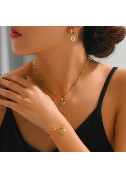 YUANYING-4777 Altın Zümrüt Takı Seti (Yurt Dışından) fiyatları