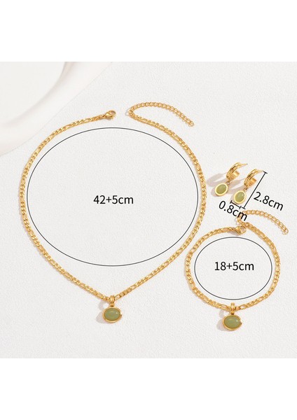 YUANYING-4777 Altın Zümrüt Takı Seti (Yurt Dışından) modelleri