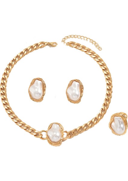 YUANYING-5403 Kakmalı Özel Şekilli Inci Takı Seti (Yurt Dışından)