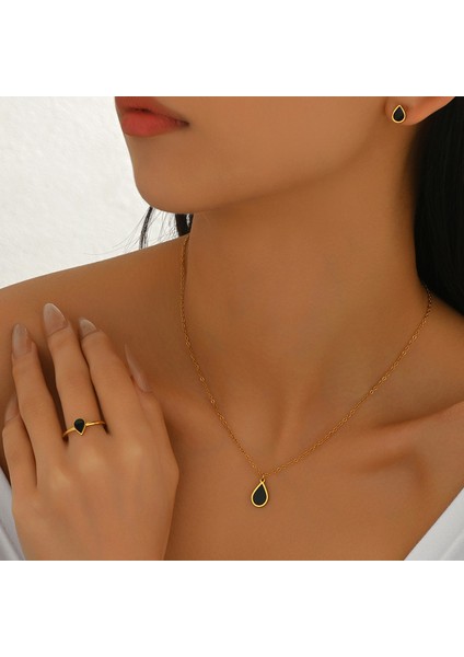 YUANYING-5706 Altın Geometrik Damla Şekilli Takı Seti (Yurt Dışından) fiyatları