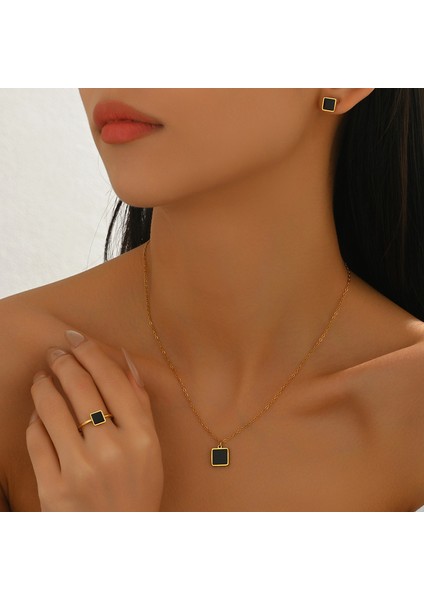 YUANYING-5702 Altın Geometrik Kare Kolye Takı Seti (Yurt Dışından) fiyatları