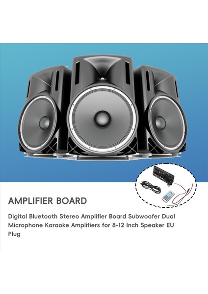 Dijital Bluetooth Stereo Amplifikatör Kartı Subwoofer Çift Mikrofon Karaoke Amplifikatörler 8-12 Inç Hoparlör Ab Fişi (Yurt Dışından) fırsatları