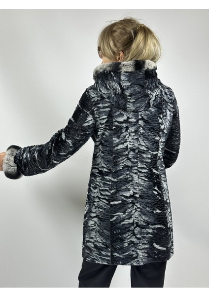 Kadın Çift Taraflı Giyilebilir Hakiki Deri Mont MN35