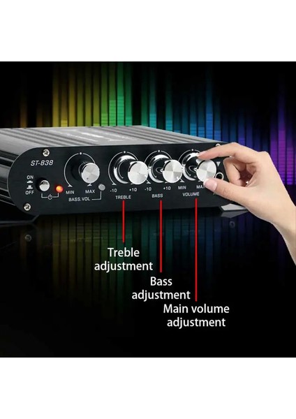 Mini Dijital Güç Sesli Araba Amplifikatörü Mavi Hafif Stereo Ses Amplifikatörü Ev Sineması Kulübü Müziği 200W X2 (B) (Yurt Dışından) fiyatları