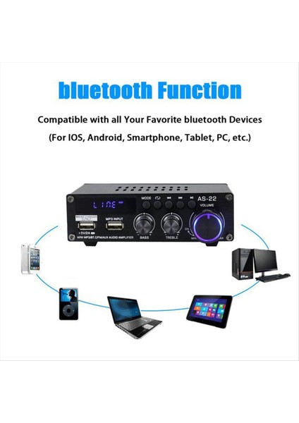 AS22 Hıfı Dijital Amplifikatör 30WX2 2.0 Kanal Dijital Bluetooth Amplifikatör Ses Amplifikatör Alıcısı Araba Evi Eu Fişi (Yurt Dışından)