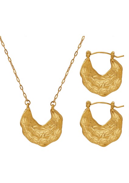 YUANYINGP1399 Altın Düzensiz Dövme Tasarım Kadın Takı Seti (Yurt Dışından)