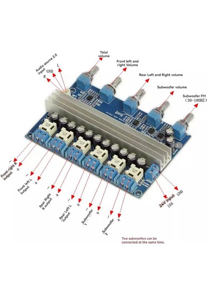 TPA3116 4.2 Kanal Amplifikatör Kartı 100WX2 +50WX4 2.0 Stereo Çift Subwoofer Amplifikatör Kartı DC24V (Yurt Dışından) indirimleri