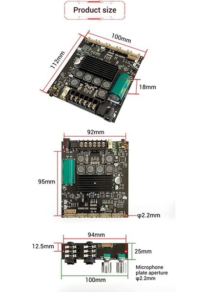 ZK-AM100F Kurşun Tip Ktv Mikrofon Ses Sistemi 2.1 Kanal Bluetooth Güç Amplifikatör Kartı 50+50+100W (Yurt Dışından) modelleri