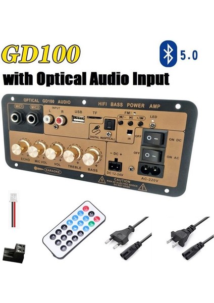 GD100 Optik Ses Girişli Bluetooth Amplifikatör Kart Hifi Karaoke Amplifikatör Ev/araç Amplifikatör Kartı (Abd Fişi) (Yurt Dışından) indirimleri