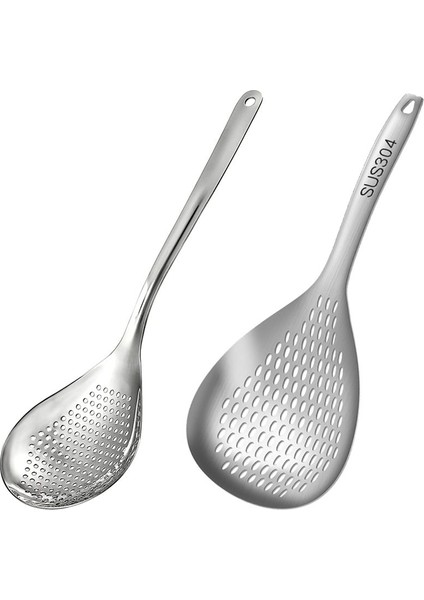 Skimmer Oluklu Kaşık, Konfor Saplı Paslanmaz Çelik ve Mutfak Pişirme ve Kızartma Için Asılı Delikler (Yurt Dışından)