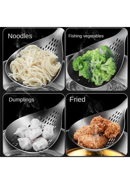 Skimmer Oluklu Kaşık, Konfor Saplı Paslanmaz Çelik ve Mutfak Pişirme ve Kızartma Için Asılı Delikler (Yurt Dışından) fırsatları