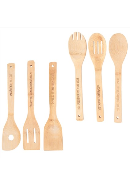 Komik Ahşap Kaşık Seti, 6pcs Ahşap Yemek Kaşıkları, Komik Sözler ile Oyulmuş Ahşap Kahve Kaşığı C (Yurt Dışından) modelleri