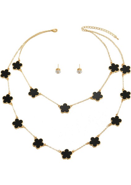 YUANYING-5509-1 Altın Erik Çiçeği Tasarımlı Takı Seti (Yurt Dışından)