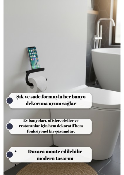 Modern Tuvalet Kağıtlığı Cep Telefonu Standlı Rulo Tutucu fiyatları