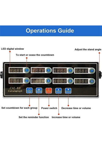 Ticari 8 Kanallar Dijital Mutfak Zamanlayıcısı, Paslanmaz Çelik Hesaplama Zamanlayıcısı Alarmlı, Saat Hatırlatma, Ab Fişi (Yurt Dışından) fiyatları