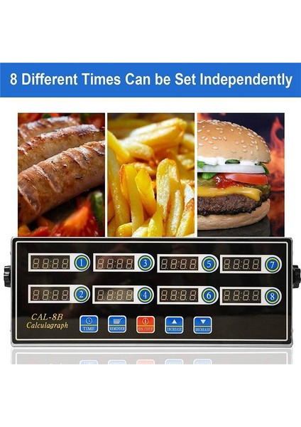 Ticari 8 Kanallar Dijital Mutfak Zamanlayıcısı, Paslanmaz Çelik Hesaplama Zamanlayıcısı Alarmlı, Saat Hatırlatma, Ab Fişi (Yurt Dışından) fırsatları