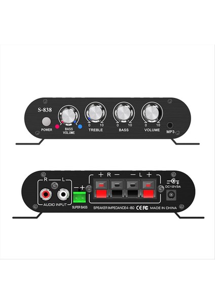 Auto Partner S-838 2.1ch Audio Güç Amplifikatörü, Rms 30WX2+40WX1 Sınıf D Subwoofer Çıkışı ile Dijital Ses Amp (Yurt Dışından) modelleri