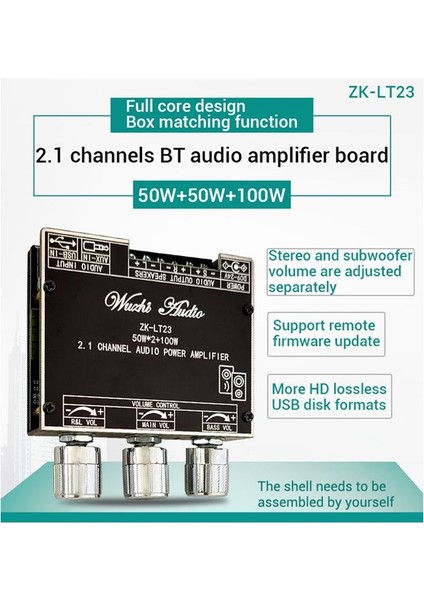 ZK-LT23 2.1 Kanal Bluetooth 5.1 Aux Dijital Güç Amplifikatör Kartı 2X50W+100W Hoparlör Stereo Ses Amp Modülü Ev Için (Yurt Dışından) indirimleri