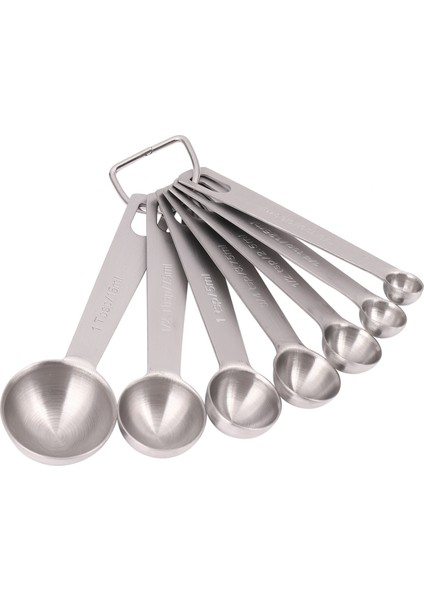 Paslanmaz Çelik Ölçüm Kaşları Kuru ve Sıvı Malzemeler Için 7 Istiflenebilir Ölçü Kaşığı Seti Kazınmış Pişirme Kaşığı Sıkıştırılabilir Halka Tutucu ile (Yurt Dışından)