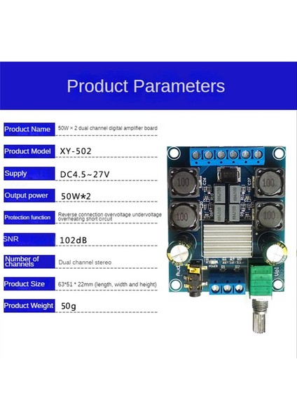 XY-502 Dijital Güç Amplifikatörü 2 Kanallı Stereo Yüksek Power 2X50W TPA3116D2 Subwoofer Ses Amplifikatör Kartı Modülü (Yurt Dışından) modelleri