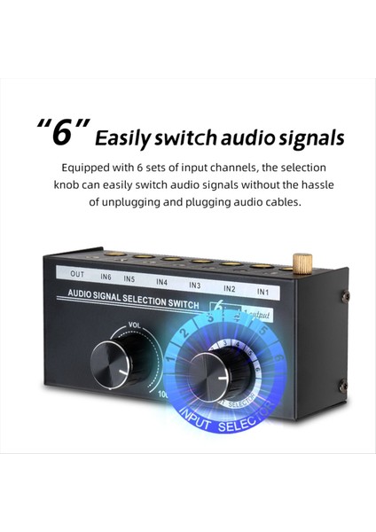Ses Değiştirici -6 Yollu 3.5/6.35MM Stereo Ses Anahtarı -Sinyal Kaynak Anahtarlayıcı Seçici Seçici Çizgi Denetleyicisi ile (Yurt Dışından) fırsatları