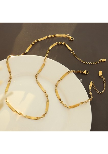 YUANYINGP1167 Altın-Patchwork Yılan Kemiği Zincir Kadın Takı Seti (Yurt Dışından) modelleri
