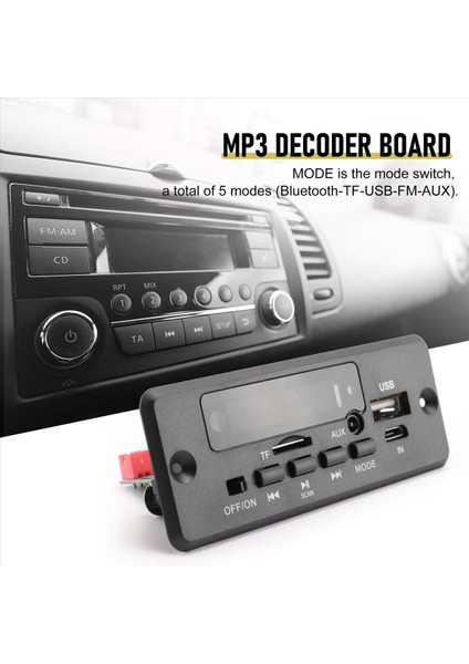 2X25W 50W Amplifikatör Mp3 Çalar Kod Çözücü Kartı 5V-12V Bluetooth 5.0 Araba Fm Radyo Modülü Desteği Tf USB Aux Player Kod Çözücü (Yurt Dışından) fırsatları