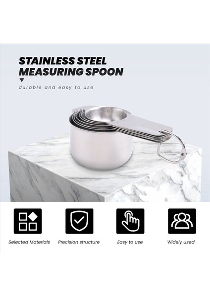 1/8 Su Bardağı Kahve Kepçesi ile 7 Kişilik Bardak Seti, Paslanmaz Çelik Metal Ölçüm Fincanı, 7 Adet Yığılabilir Set (Yurt Dışından) modelleri