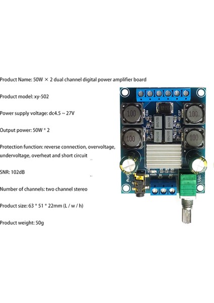 TPA3116D2 50WX2 Çift Kanallı Dijital Güç Amplifikatör Kartı 2 Ch Stereo Yüksek Verimlilik Ters Koruma XY-502 (Yurt Dışından) modelleri
