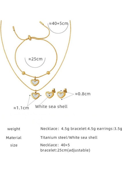 YUANYINGP629 Altın Kalp Şeklinde Deniz Kabuğu Kadın Takı Seti (Yurt Dışından) fiyatları