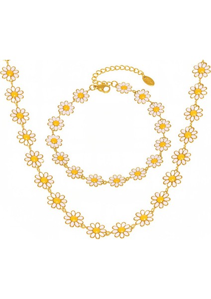 YUANYINGTXP256 Altın Papatya Çiçek Kadın Takı Seti (Yurt Dışından)