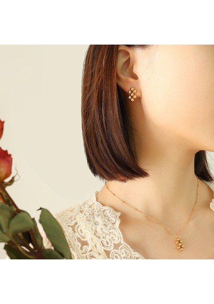 YUANYINGP039 Altın Geometrik Küçük Çelik Boncuklu Patchwork Kolye Kadın Takı Seti (Yurt Dışından) modelleri