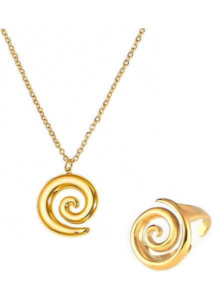 YUANYINGTXP066 Altın Minimalist Spiral Tasarım Kadın Takı Seti (Yurt Dışından)