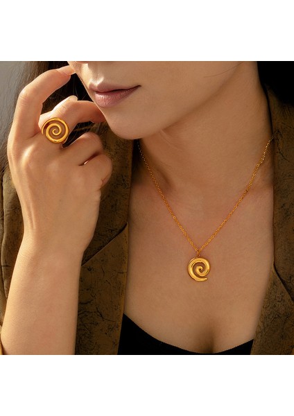 YUANYINGTXP066 Altın Minimalist Spiral Tasarım Kadın Takı Seti (Yurt Dışından) fiyatları