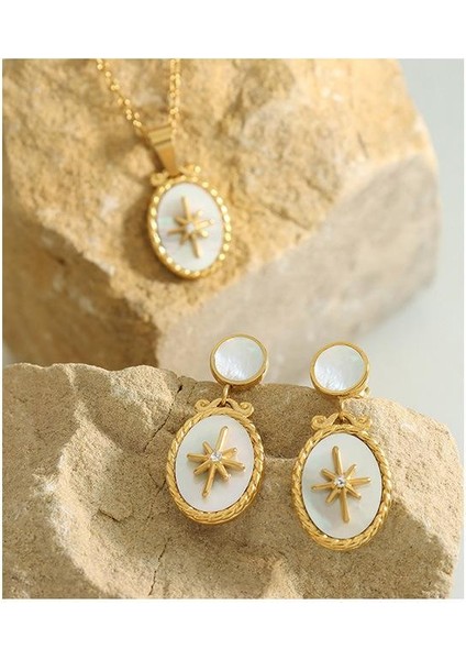 YUANYINGP1395 Altın Kabuk Yıldız Işlemeli Zirkonya Kolye Tasarımlı Kadın Takı Seti (Yurt Dışından) modelleri