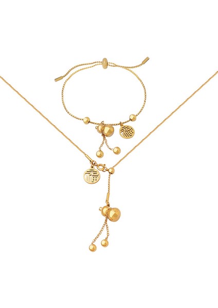 YUANYINGP1109 Altın Şanslı Balkabağı ve "fu" Karakterli Çıkarılabilir Kadın Takı Seti (Yurt Dışından)