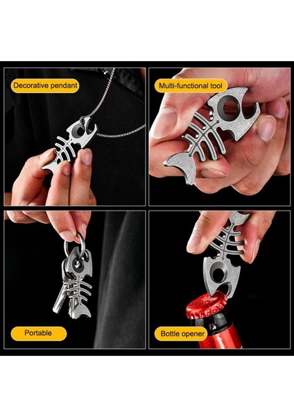 Titanyum Alaşım Balık Kemik Anahtarı - Çok Fonksiyonlu Şişe Açıcı, Açık Hava Aktiviteleri Için Taşınabilir Kolye Si B (Yurt Dışından) indirimleri