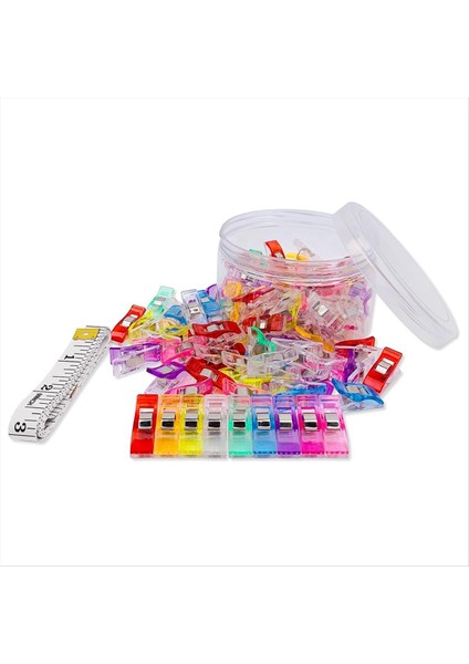 Premium Plastik Klipler 100 Paket Dikiş Klipsleri ve Teneke Kutu, Çeşitli Renkler, 1 Dikiş Bant Memperi (Yurt Dışından) fırsatları